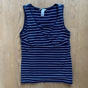 H&M Mama Navy & White Striped Nursing Tank